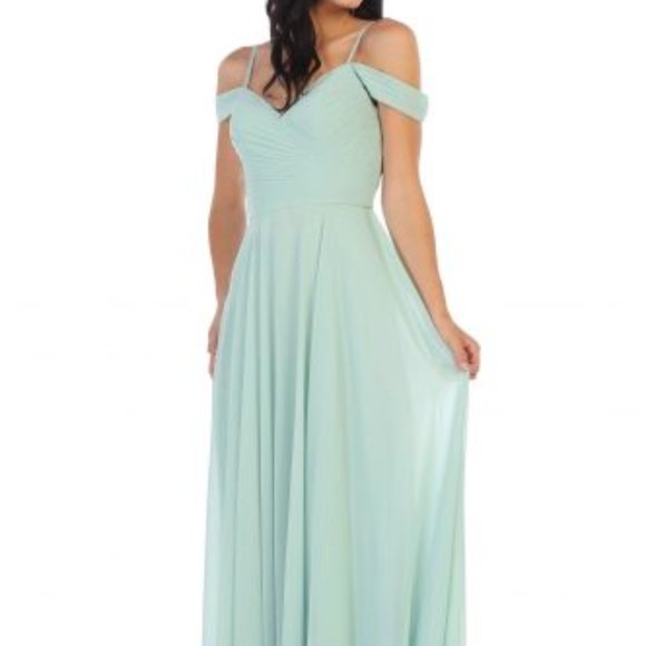 3 Long Sage Bridesmaid Dresses - Picture 1 of 3